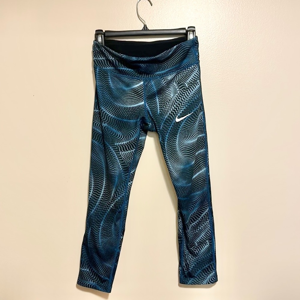 Nike Capri Blue Black Pattern Size Small